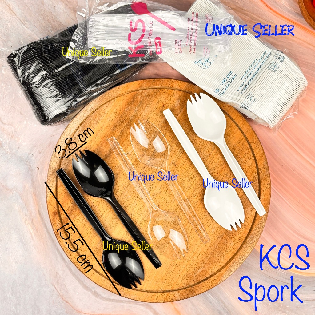 [Isi100] Spork (Gabungan Sendok+Garpu) Hitam KCS / Sendok + Garpu Hitam KCS isi 100 / Sendok Garpu H