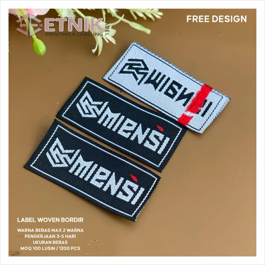 

woven uk 2x6 cm/Label woven,Label bordir,Label rajut,Label merek,Label baju,woven damask