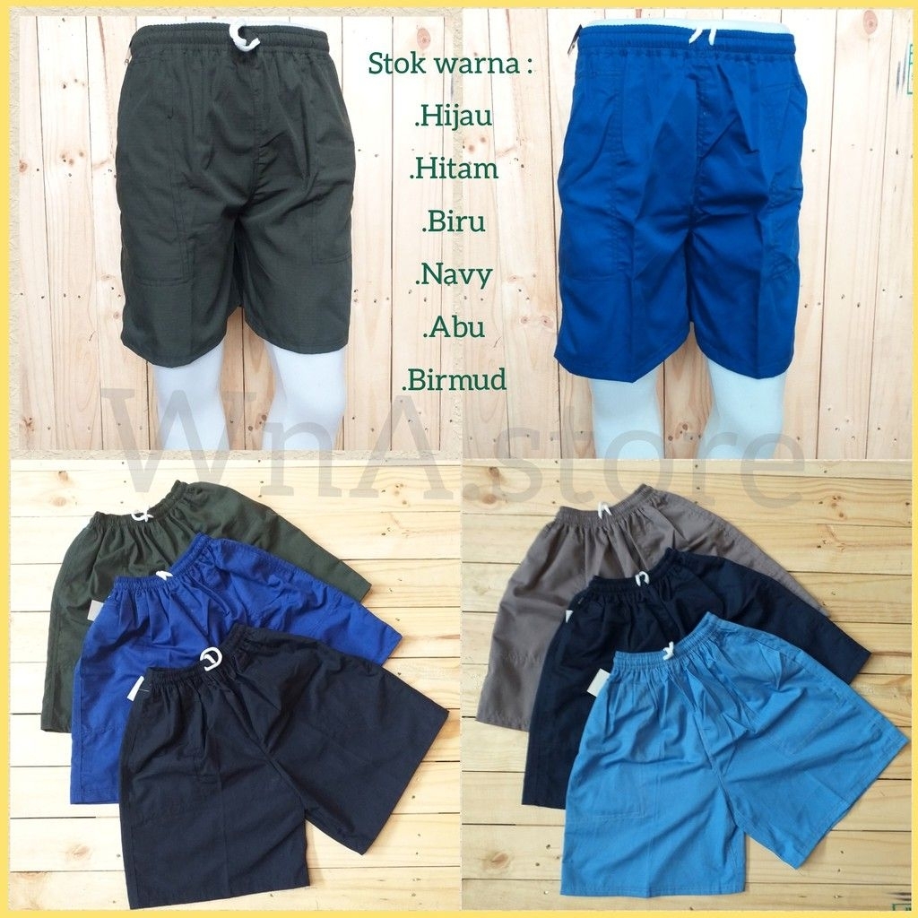 CELANA 3/4 (JB) JUMBO PENDEK POLOS SAKU SAMPING ADA RESLETING CELANA PRIA JUMBO PENDEK