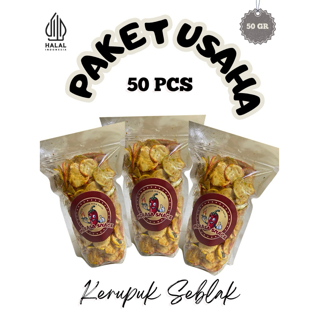 

(50 PCS) PAKET USAHA KERUPUK SEBLAK KENCUR UKURAN 50 GR