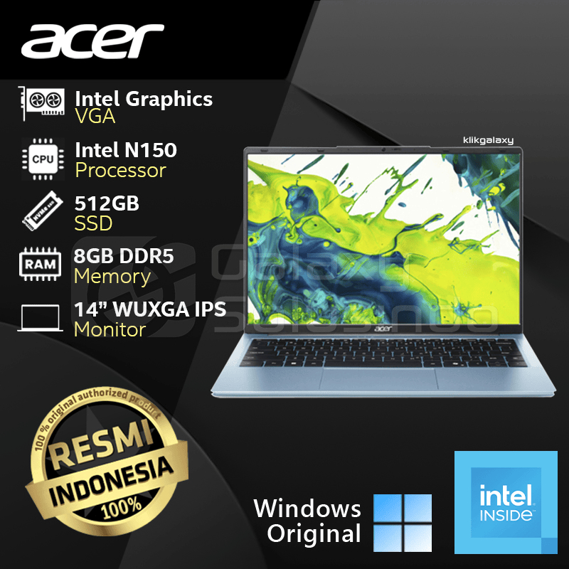 ACER ASPIRE LITE 14 AL14-32P-C1ES - Intel N150 512GB SSD 8GB RAM - Blue Notebook Laptop