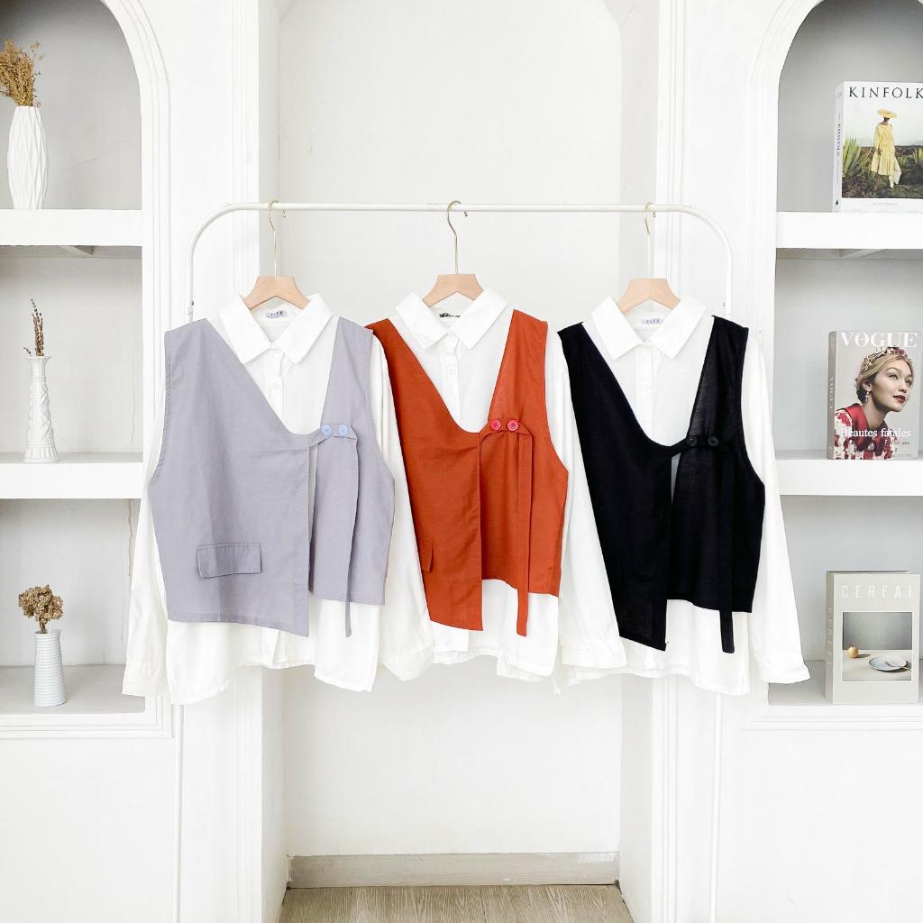 Baju Wanita Setelan Vest RADELA SET Kemeja dan Rompi Hijab Style Korea