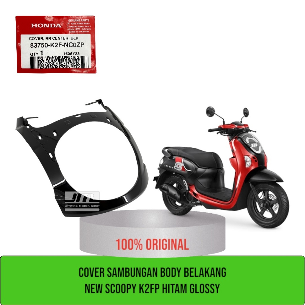 Cover sambungan body belakang new scoopy K2FP hitam glossy 83750-K2F-NC0ZP