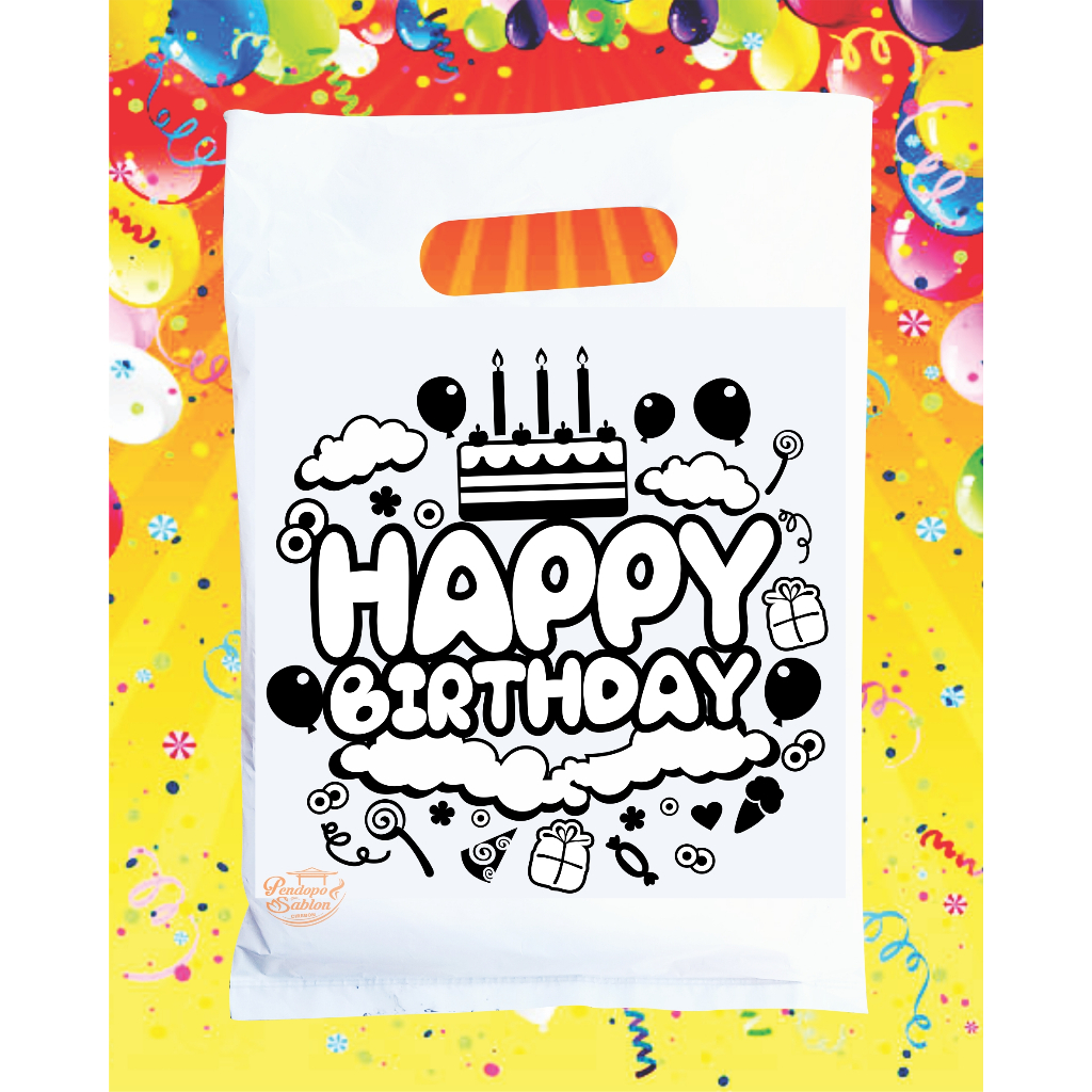 Kantong plastik happy birthday UK 20x30 25x35 /  kantong plastik olshop