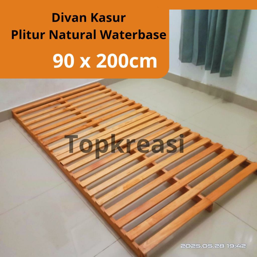 Dipan Tempat Tidur Minimalis 90x200cm Kayu Mahoni | Divan Kasur Kayu Alas Tempat Tidur | Tatakan Pal
