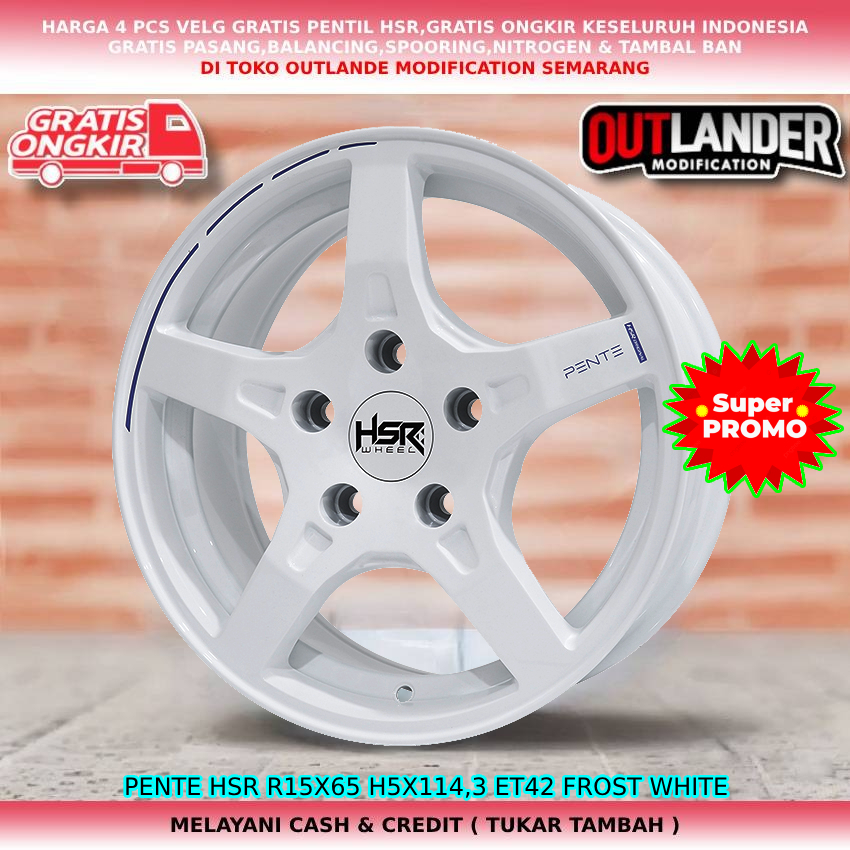 velg racing ring 15 lobang 5 palang 5 warna putih untuk mobil Luxio Taruna dll hsr pente ring 15