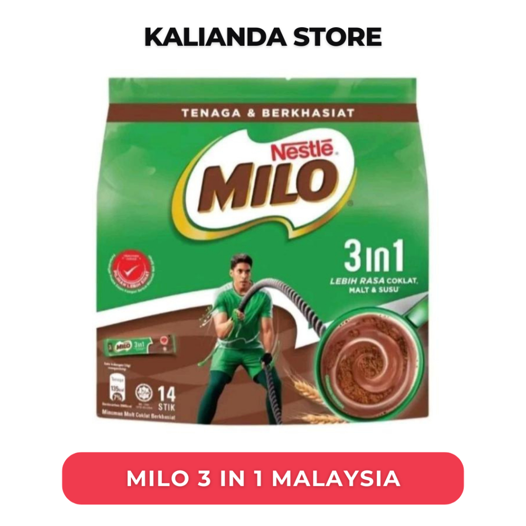 

Milo 3 in 1 Malaysia Original 14 Sachet Susu Coklat