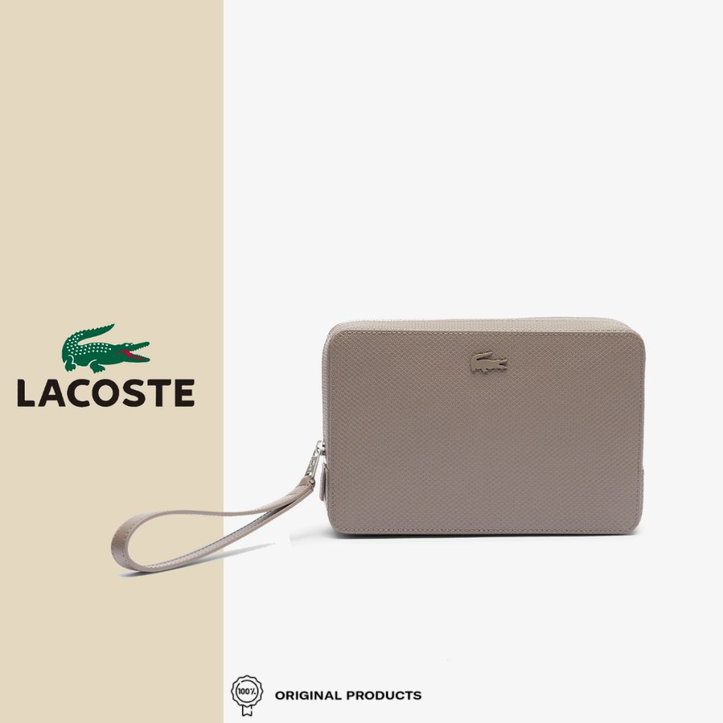 LACOSTE Men's Clutch Chantaco Pique Leather Zipped Pouch