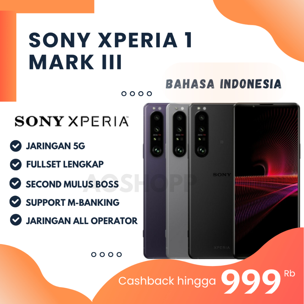 SONY XPERIA 1 III 5G RAM 12/256GB - XPERIA MARK 3 - Snapdragon 888 5G