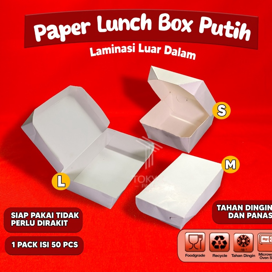 Update Paper Lunch Box Putih Uk S M L  Lunch Box Kertas  Lunch Box Kertas Putih