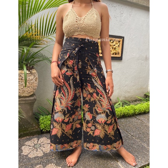 KODE B12K Wrap pants motif Batik  kulot Batik Wrap  celana kapler lilit batik  kulot kapler batik