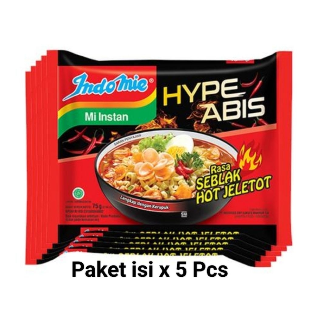 

Paket 5 Pcs - Indomie Hype Abis Mie Instan Kuah Rasa Seblak Hot Jeletot isi 75 Gram