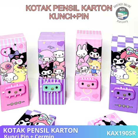 

BOS Kotak Pensil Karton Berdiri Tingkat Pin CerminPencil BoxWadah Pensil