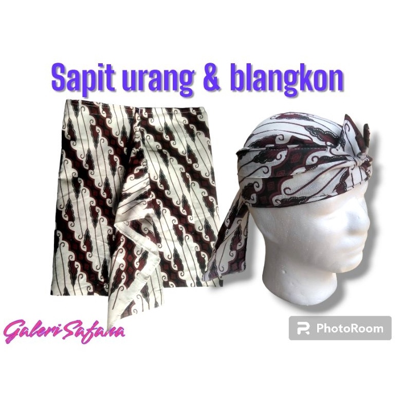 KODE S99X Sapit urang dan blangkon satu set motif sama sesuai gambar ukuran anak dan dewasa dan requ