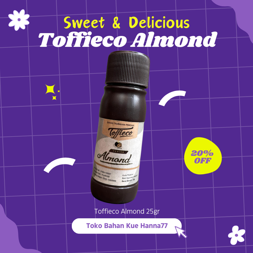 

Toko Bahan Kue Hanna77 - Toffieco Perisa Almond 25ml - Essence Rasa Kacang Almond untuk Kue Minuman Roti Puding Cookies Pewarna Rasa Food Grade Halal BPOM Bahan Tambahan Makanan Aroma Kuat Tahan Panas Baking