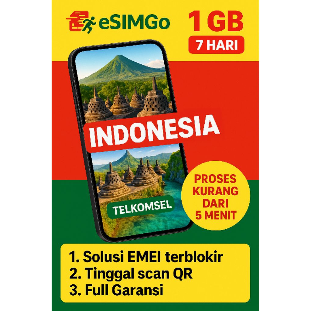 eSIM Roaming Telkomsel INDO 1GB/ 7 hari