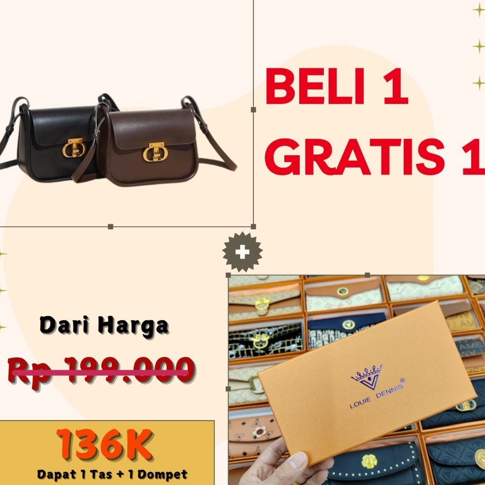 KODE F44K MASESA BELI 1 GRATIS 1 GEORGE BANDI ORIGINAL Tas Bahu Wanita Import Tas Shoulder Bag Wanit