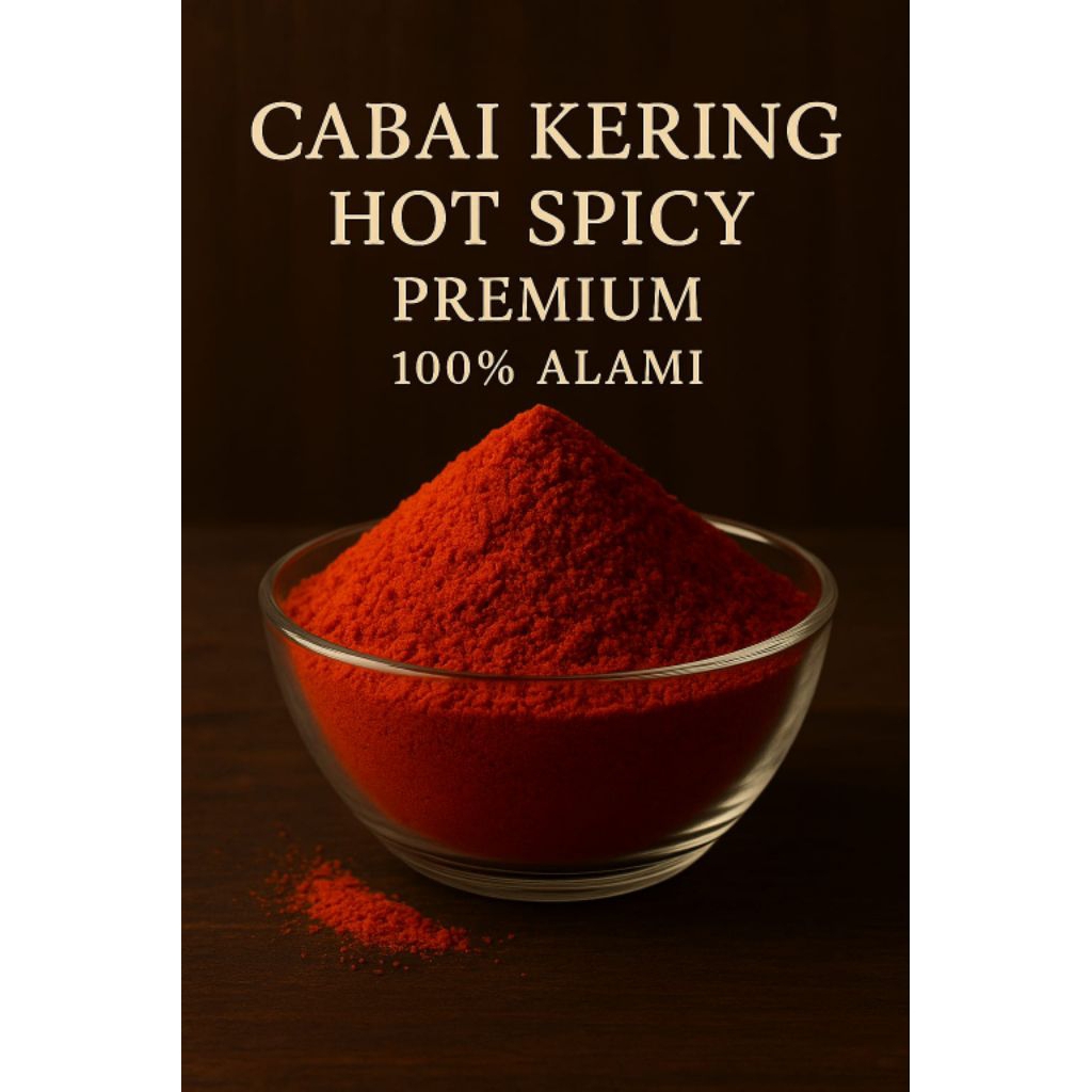 

Bubuk Cabe Kering Chili Extra Pedas 500g / Super Pedas Kering Kasar Teja / Cabai Kering Pedas