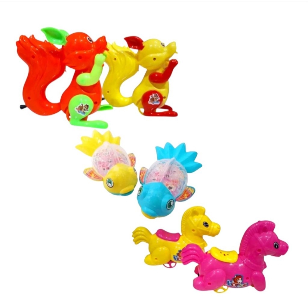 Macam Macam Mainan Tarik Bebek,Kuda,Tupai,jerapah,jeep,bayi
