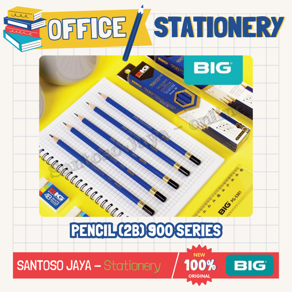 

Pensil Kayu 2B BIG Standar Ujian Komputer EBTA & SPMB - Blue Graphite Pencil 2B Extra Dark Excellent For Computer - 900 Series