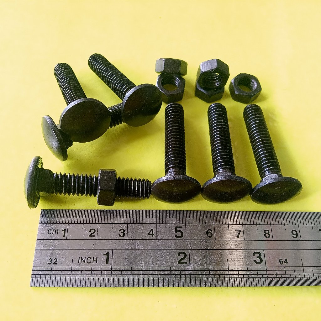 BAUT MUR CB 3/8 x 1 1/2 " INCHI / BAUT M10 PANJANG 4CM HITAM BAUD PAGAR GRC BAUT PAYUNG BUMPER CARRI