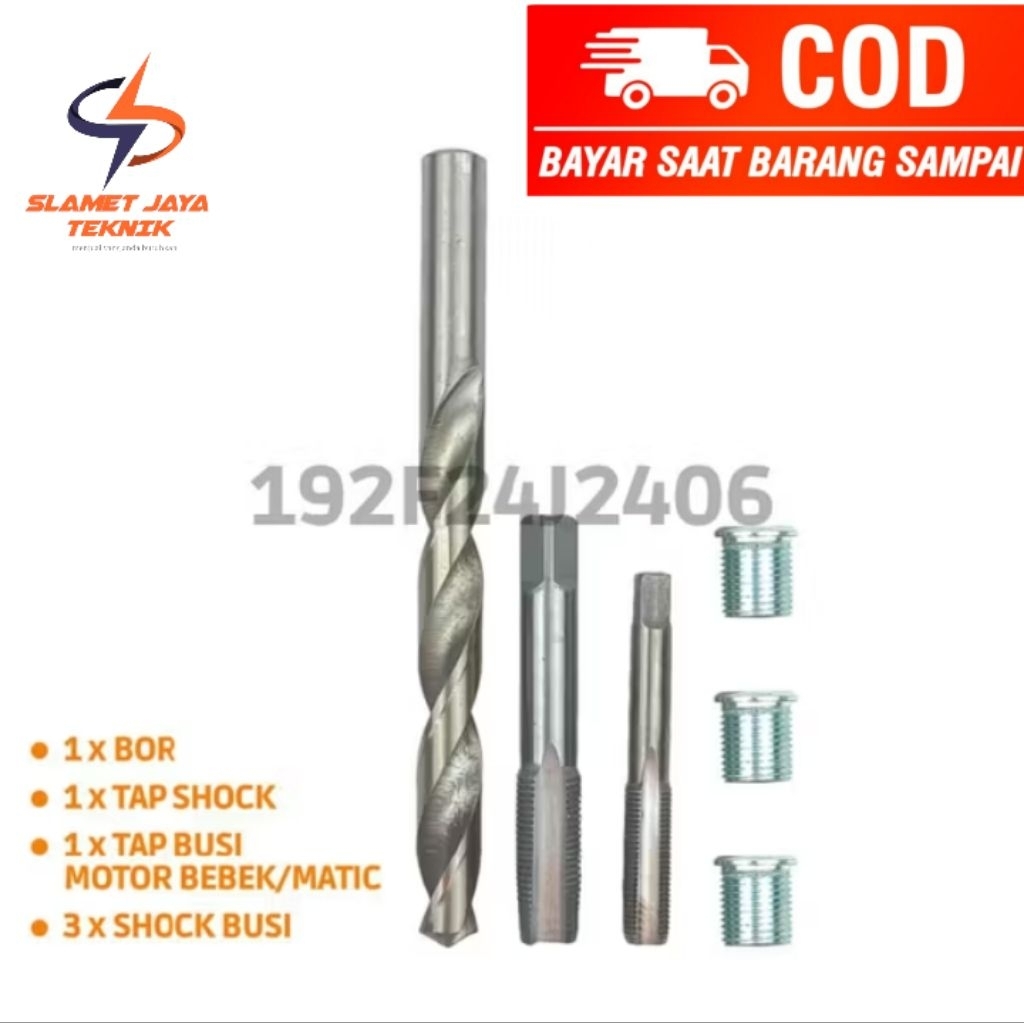 Paket Komplit Alat Reparasi Drat Busi Motor Bebek Matic Ovebosh Busi Set Bor Tap