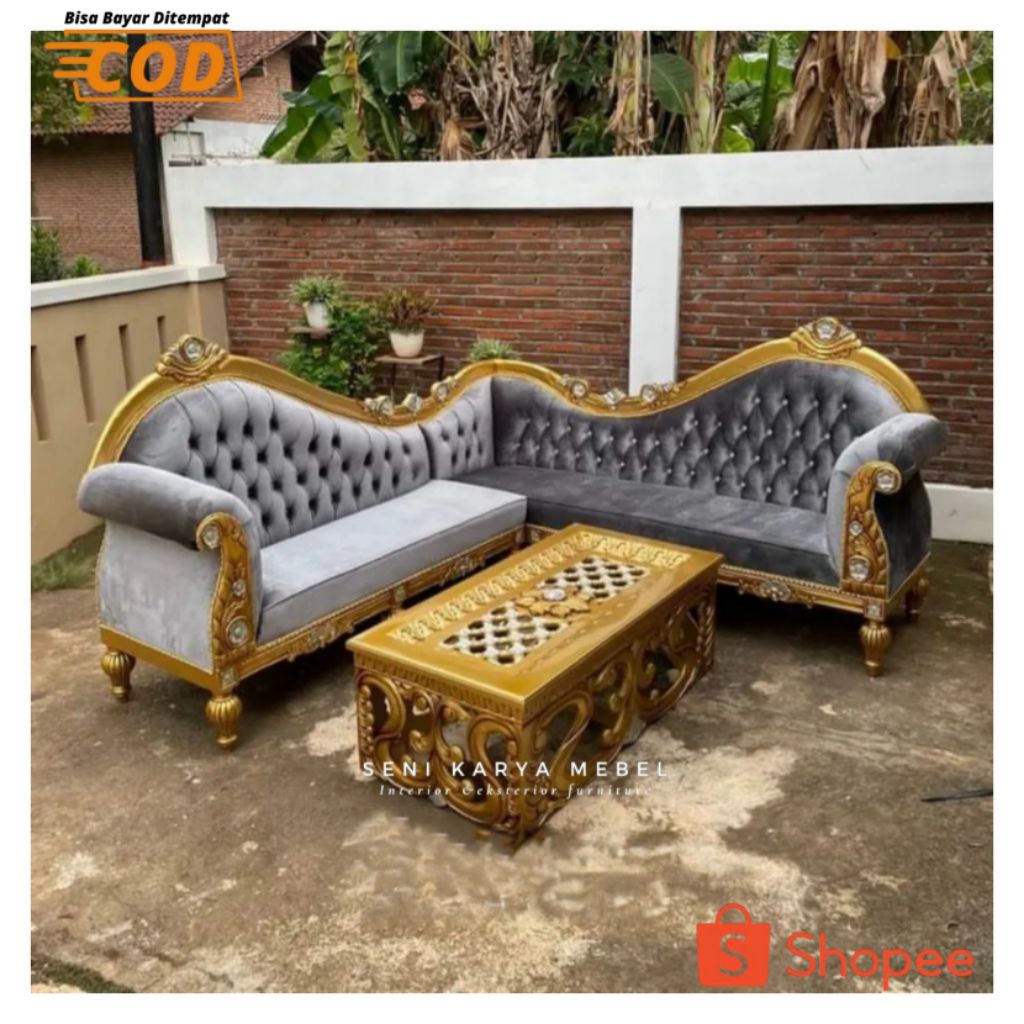 Set Sofa Tamu Ukir Jati, Sofa Tamu Sudut Ukir Luxury Jati Jepara