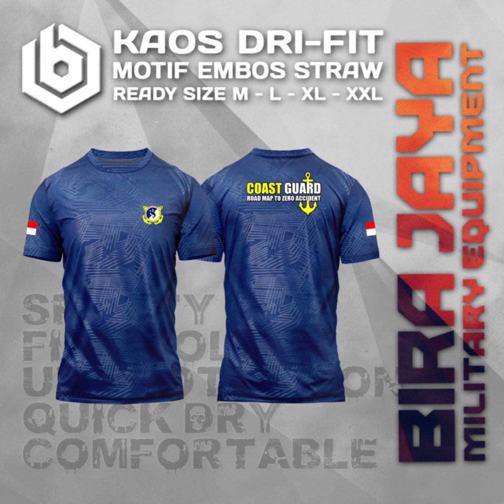 Kaos jersey Coast Guard/Jersey Coast Guard Bahan dryfit Embos/ kaos dalam Coast Guard