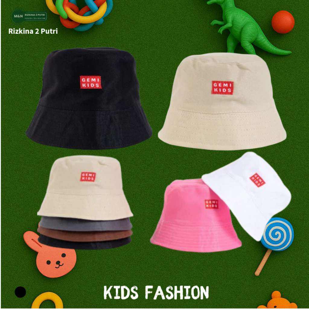 Topi Bucket Anak Laki Laki Perempuan Rimba Hat Polos Unisex Bayi