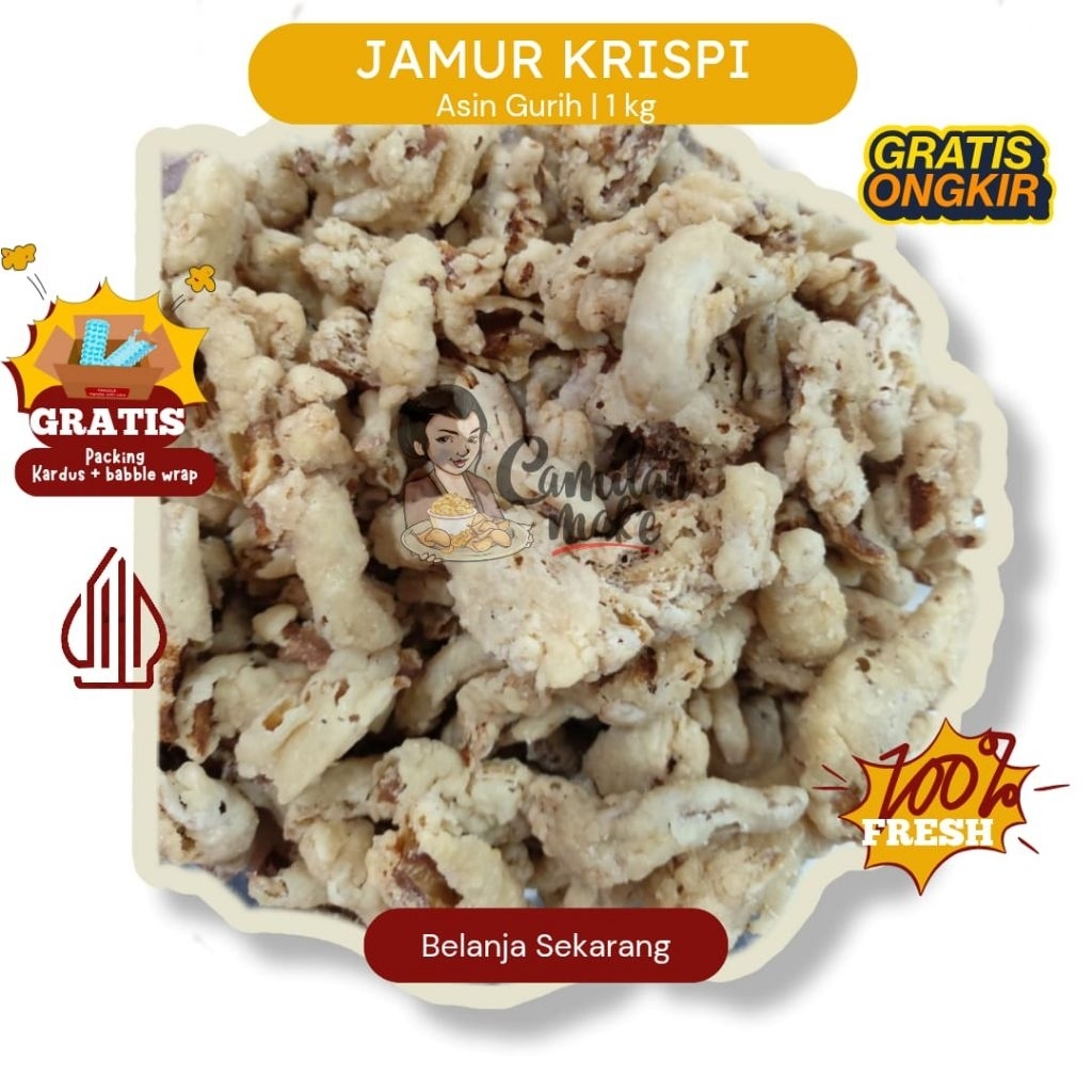 

KERIPIK JAMUR KRISPI/ CAMILAN MAK'E/ CEMILAN KERIPIK JAMUR/ JAJANAN KERIPIK JAMUR/ SNACK KILOAN