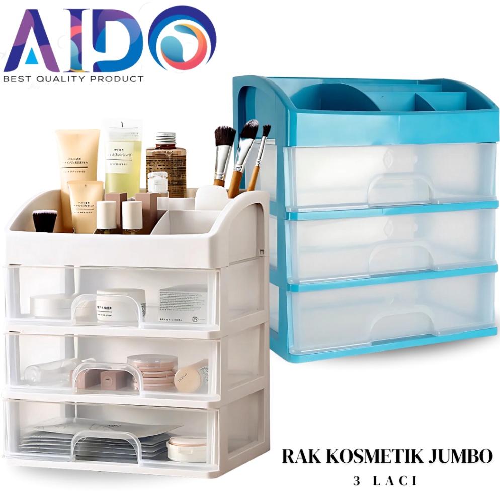 Disc Rak Kosmetik Multifungsi 3 Laci Susun JUMBO KosmetikKotak KosmetikMakeup Storage Organizer