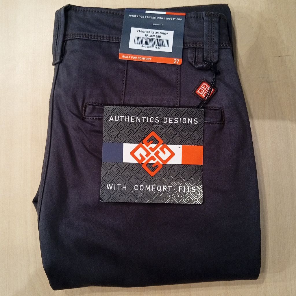 Celana Panjang Chinos Pria GAZR Original Slim Fit Stretch Dark Grey 718BP0212