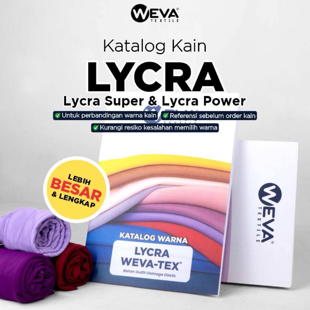 Buku Katalog Kain Spandek LYCRA WEVATEX Warna Jenis Premium Bahan Jersey Tebal dan Elastis