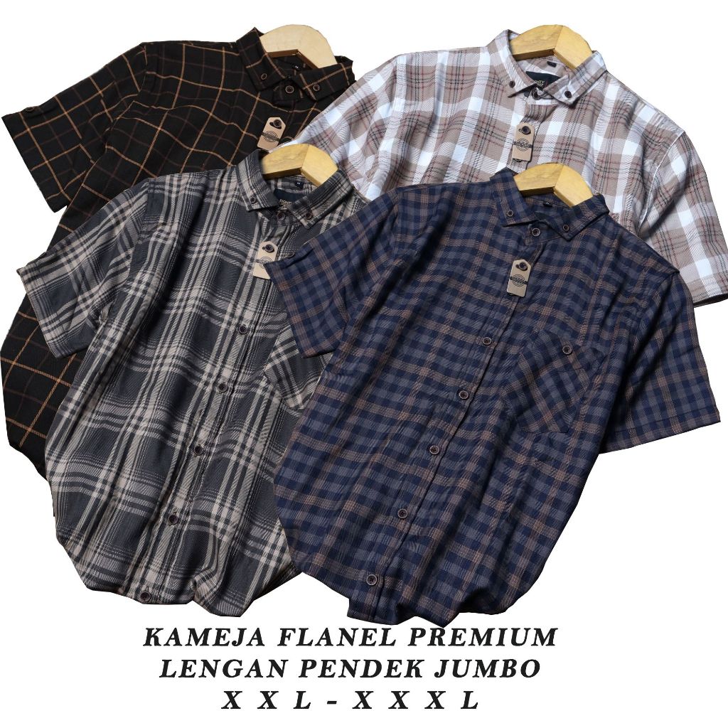 KAMEJA FLANEL LENGAN PENDEK JUMBO XXL,XXXL