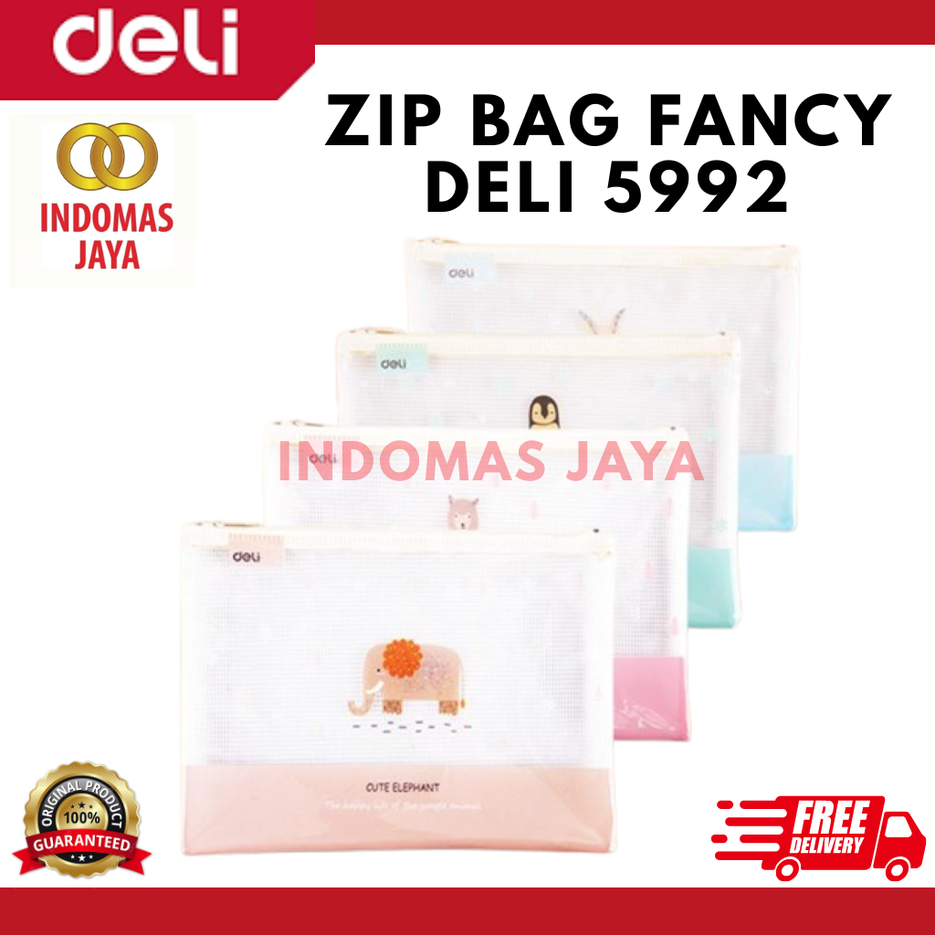 

Deli Transparent Mesh Zipper Bag Map Pouch Tas Resleting Jala A4 5990