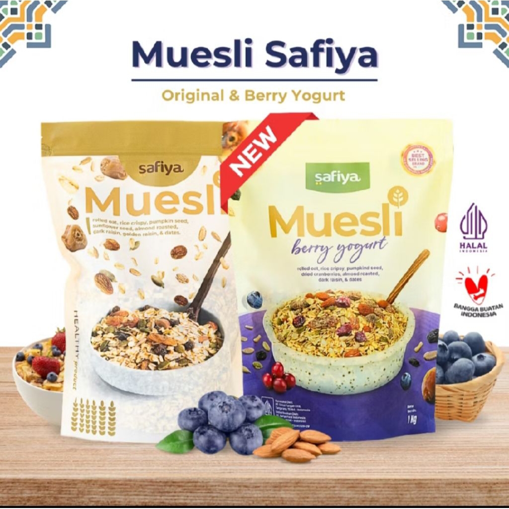 

Samarinda_barokah | Muesli Berry Yogurt Safiya 500 Gr Sereal Oatmeal With Almond Sarapan Sehat Premium