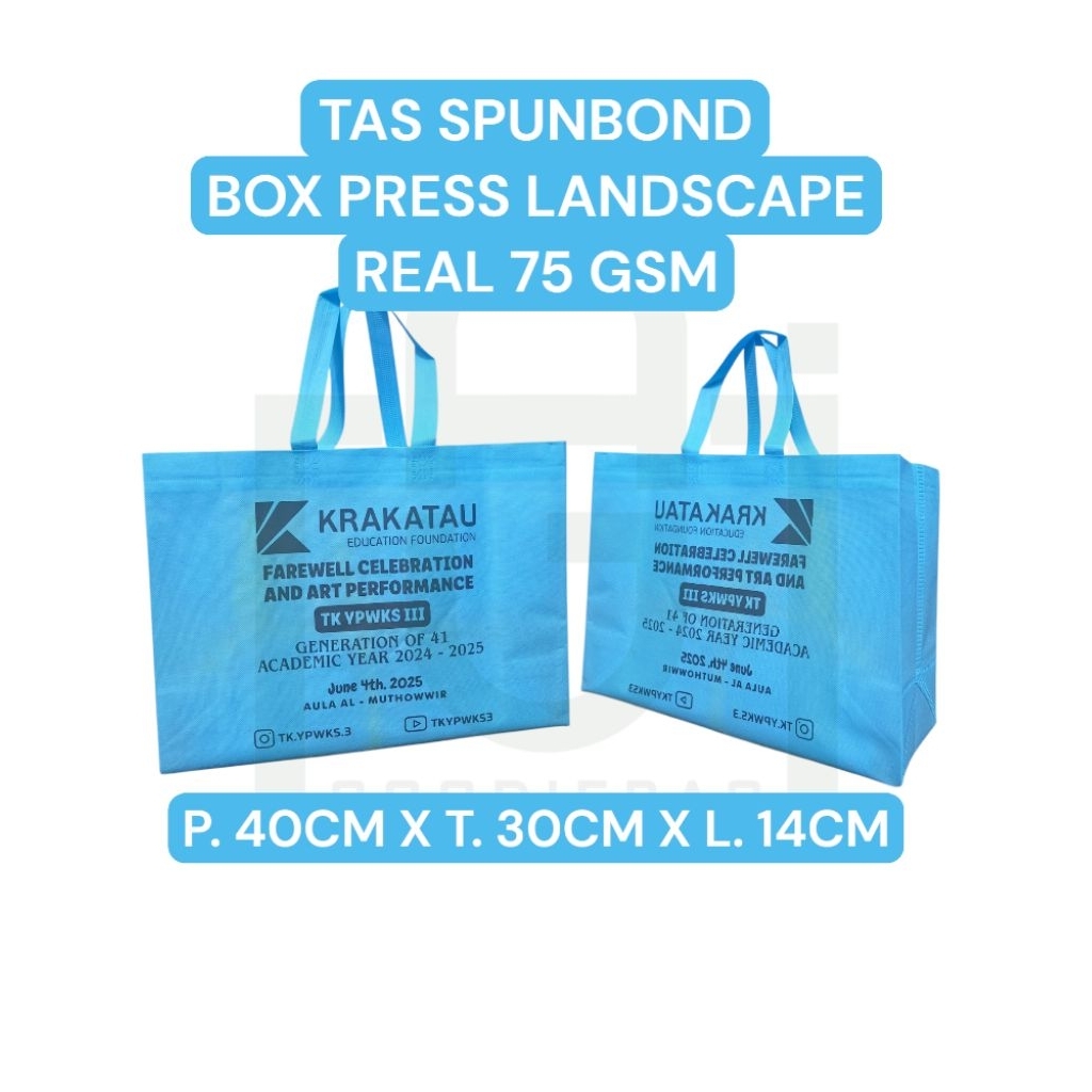 

Model Landscape 40x30x14cm TAS SPUNBOND GOODIE BAG Tas Sembako Bahan Tebl