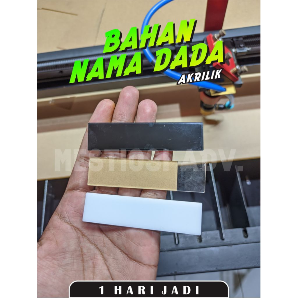 

BAHAN NAMA DADA | BAHAN NAMETAG AKRILIK | NAMA DADA | NAMETAG | MESTIOSI