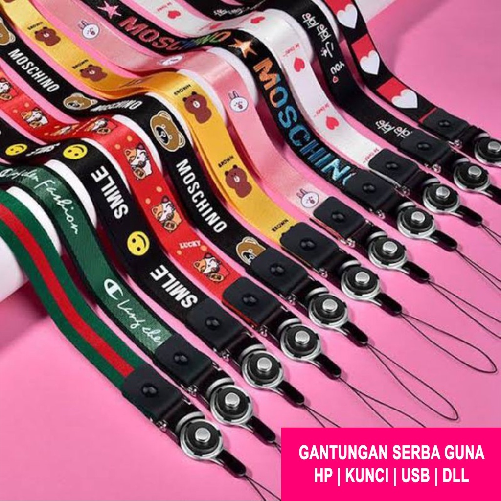 Tali gantungan Hp MOTIF BRANDED UNIVERSAL TALI HP LANYARD Aksesoris Smartphone Lanyard gantungan ID 