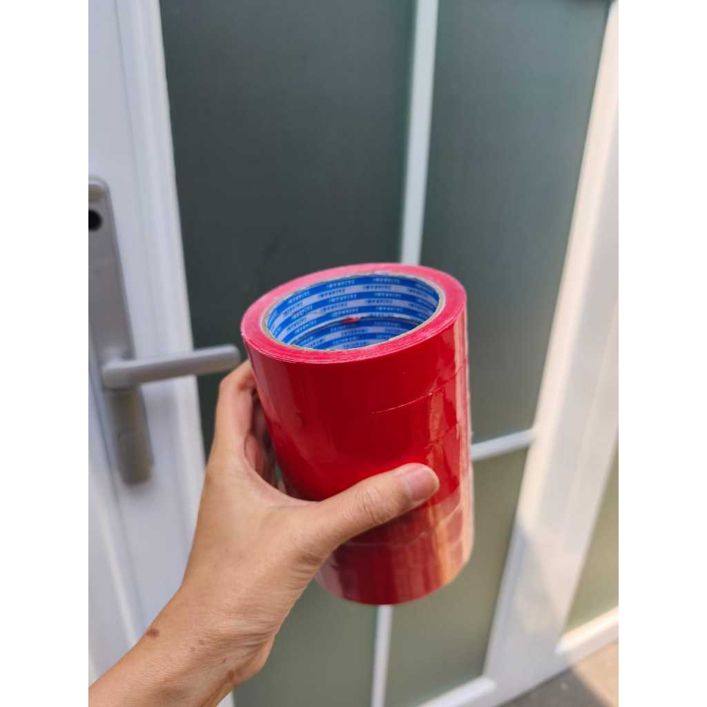

Sazanami 1" X Panjang 72 yard, Lakban Plastik Merah Cabe