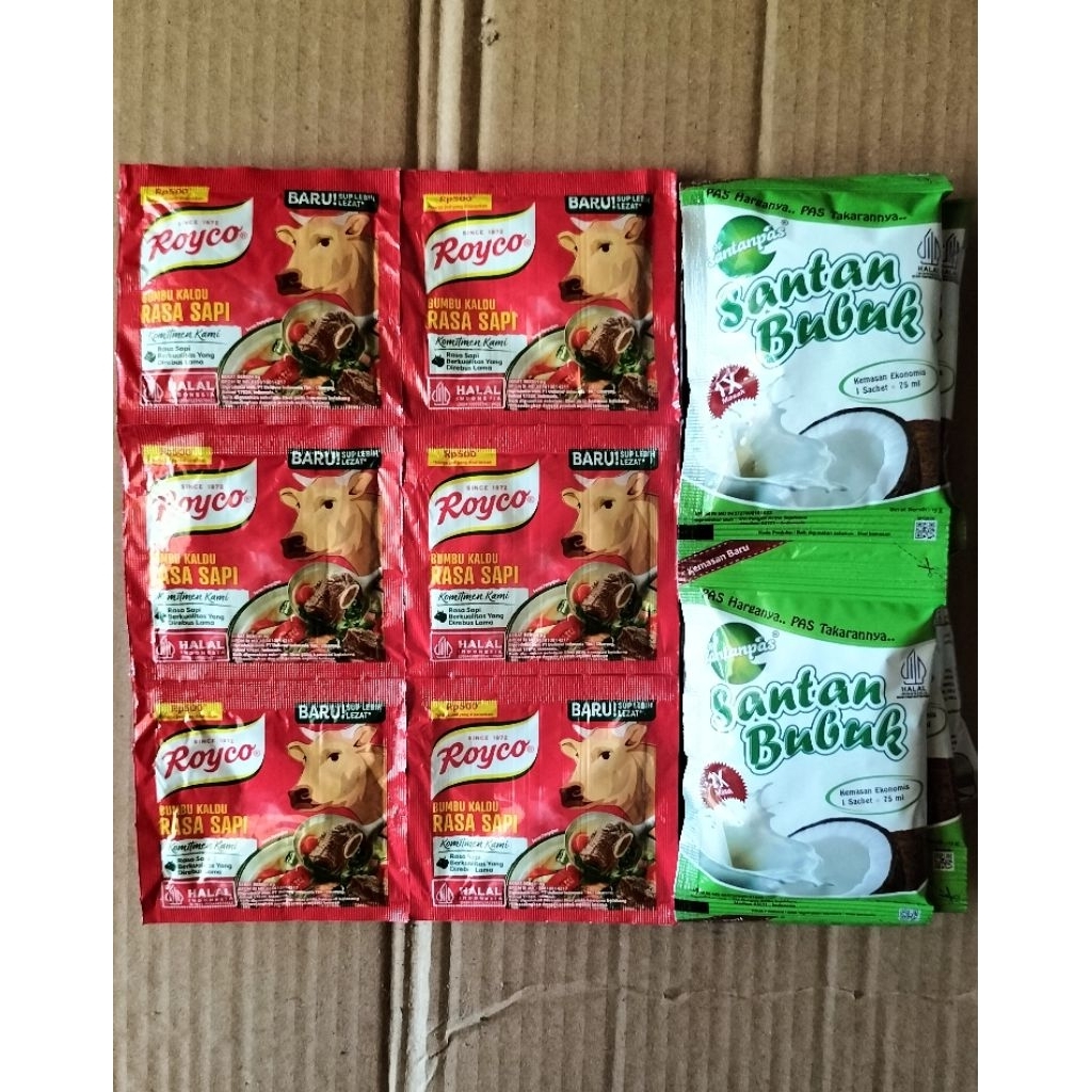 

Paket ROYCO rasa sapi 24pc + santanpas 1 renceng isi 10