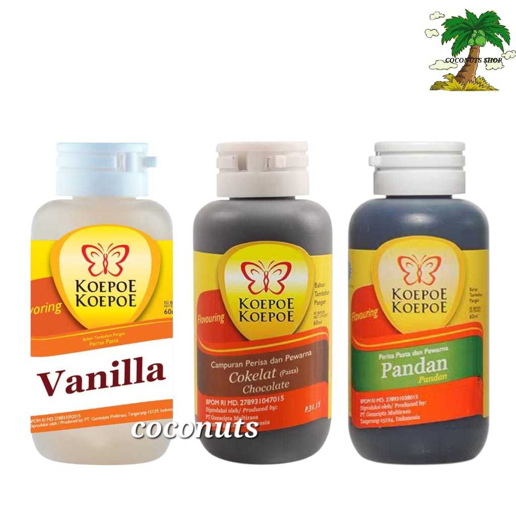 

Koepoe Koepoe Pasta Perisa Vanila / Coklat / Pandan, Pewarna Aroma Rasa Ekstrak 60 ML ml