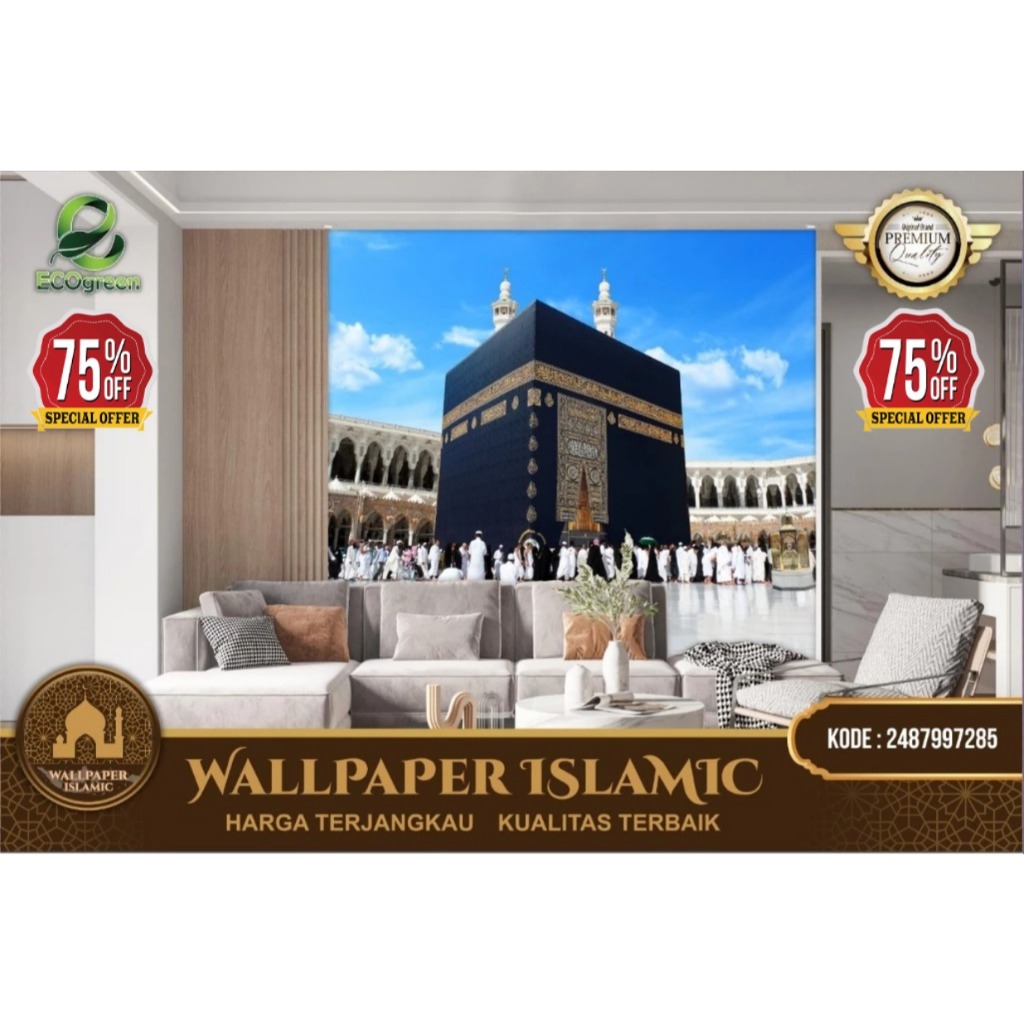 Wallpaper Custom 3D Tema Kabah | Mekkah | Madinnah | Wallpaper kabah | Wallpaper Custom Islami
