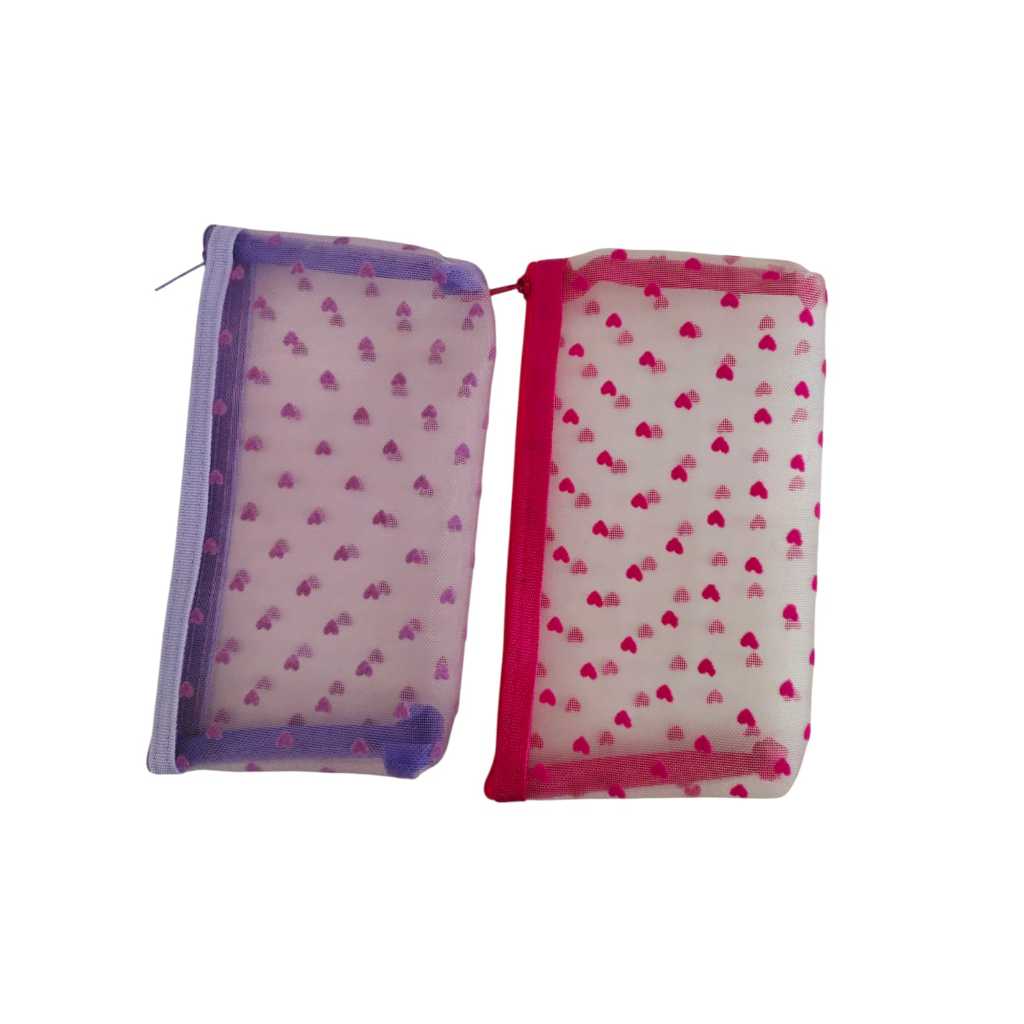 

Tempat Pensil Bahan Jaring Motif Love Pink Dan Hitam
