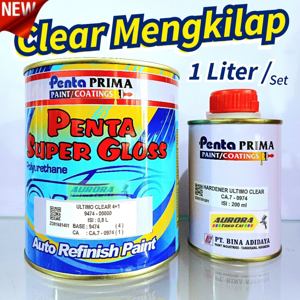 Clear Pernis Mengkilap Penta Super Gloss Ultimo Clear Anti Gores 1 Liter