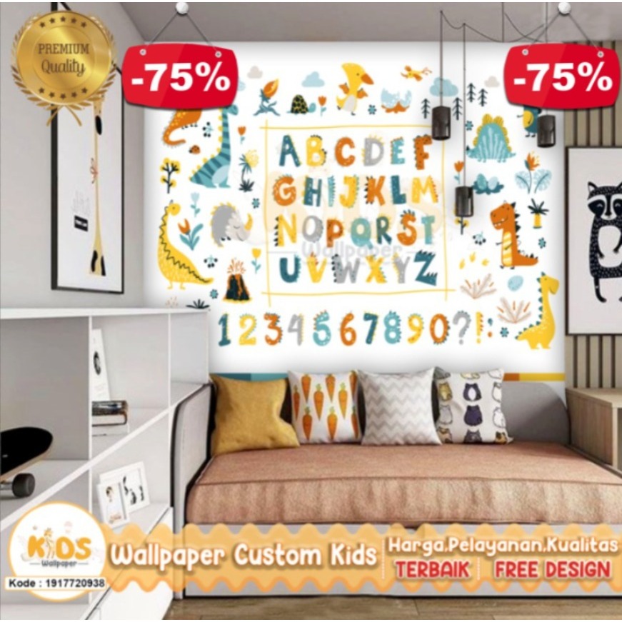 Wallpaper Custom 3D Tema Alphabet | Wallpaper Request Gambar | Wallpaper Kamar Tidur Anak | Wallpape