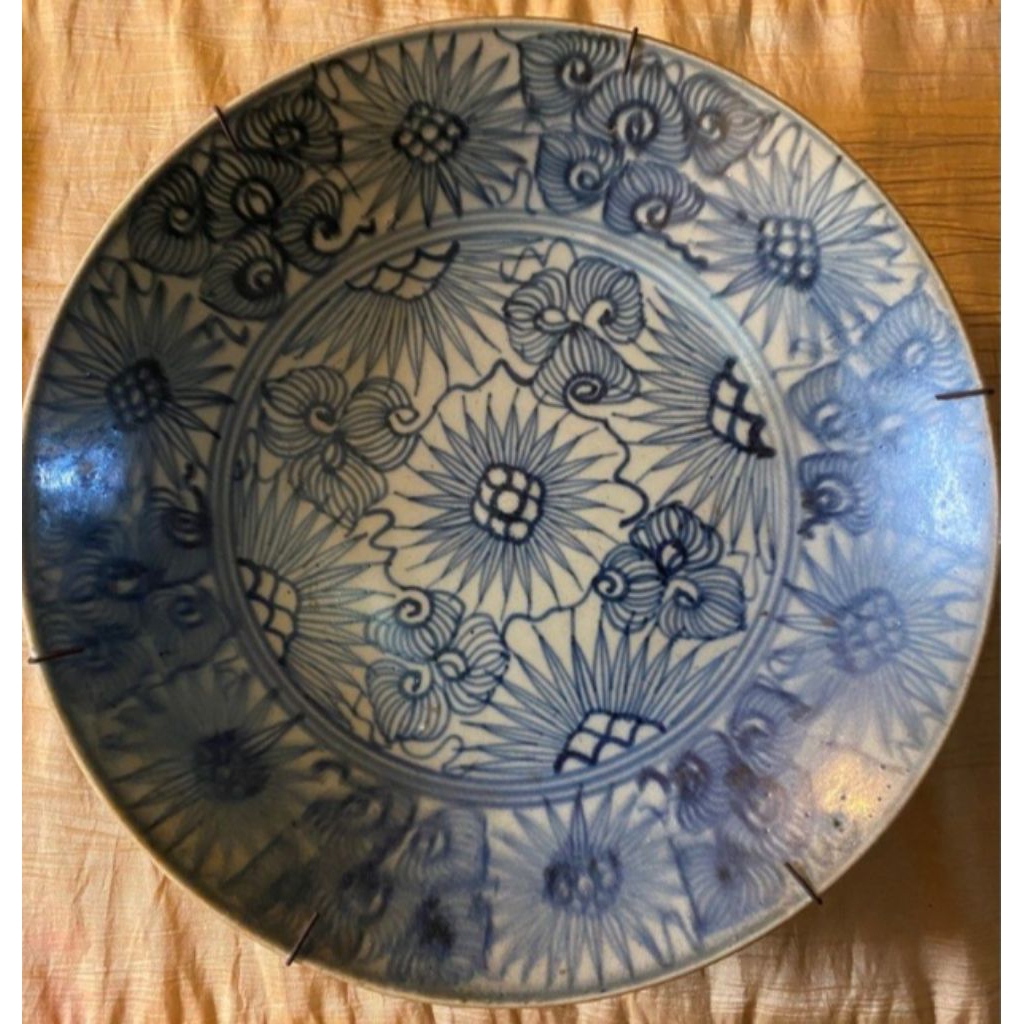 PIRING PORSELEN KUNO ANTIK UKURAN 25 CM DINASTI QING BARANG ASLI MULUS