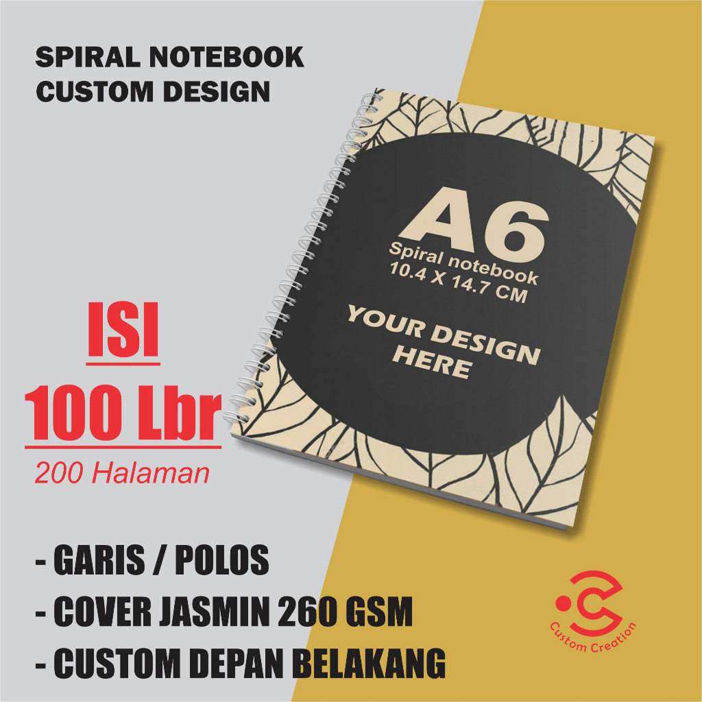 

NOTEBOOK SPIRAL NOTES CUSTOM COVER DEPAN BELAKANG A6 (100 lembar)
