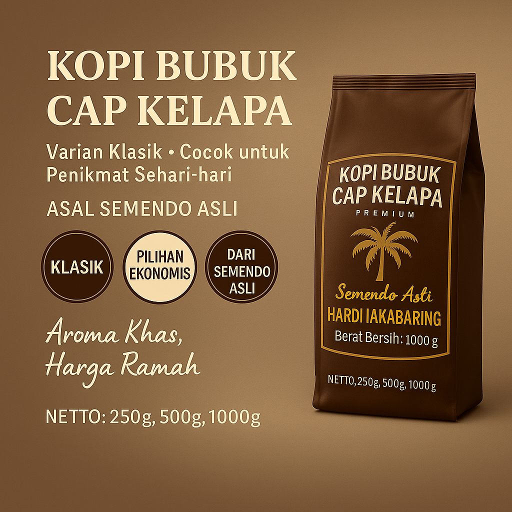 

Kopi Bubuk Klasik Cap Kelapa Semendo Asli Asal Palembang