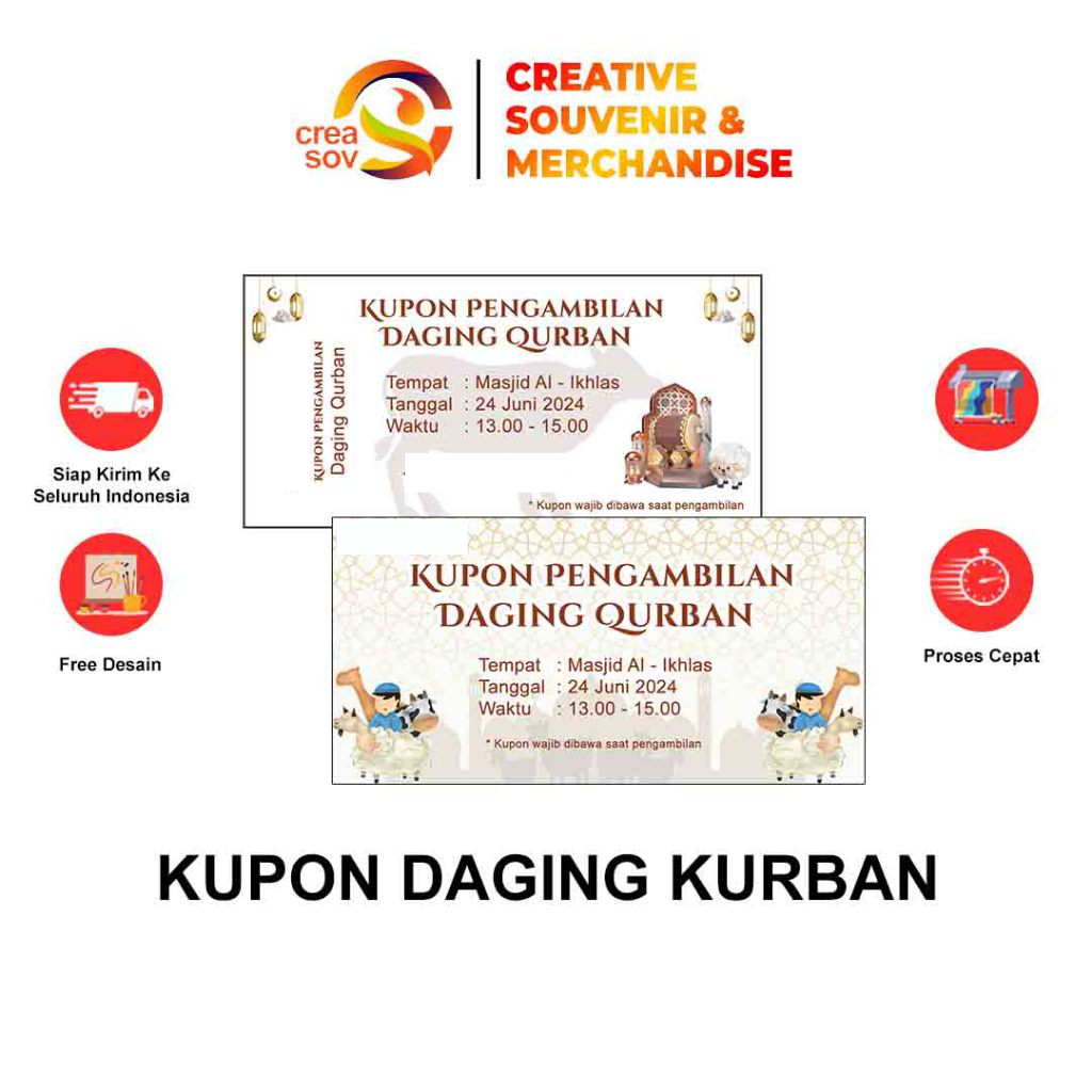 Cetak Kupon Voucher Pengambilan Daging Hewan Kurban Kupon Qurban Custom Cetak Kupon Idul Adha Murah